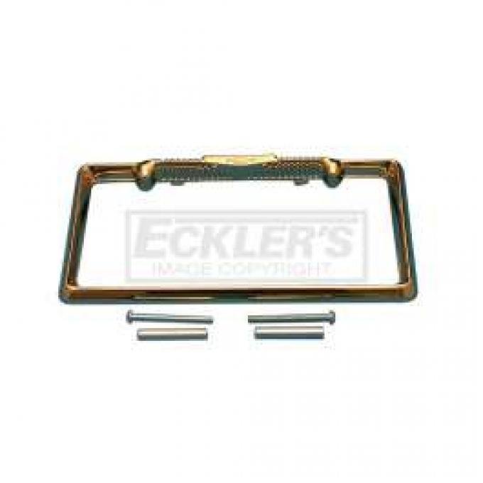 Chevy License Plate Frame, Gold, 1957