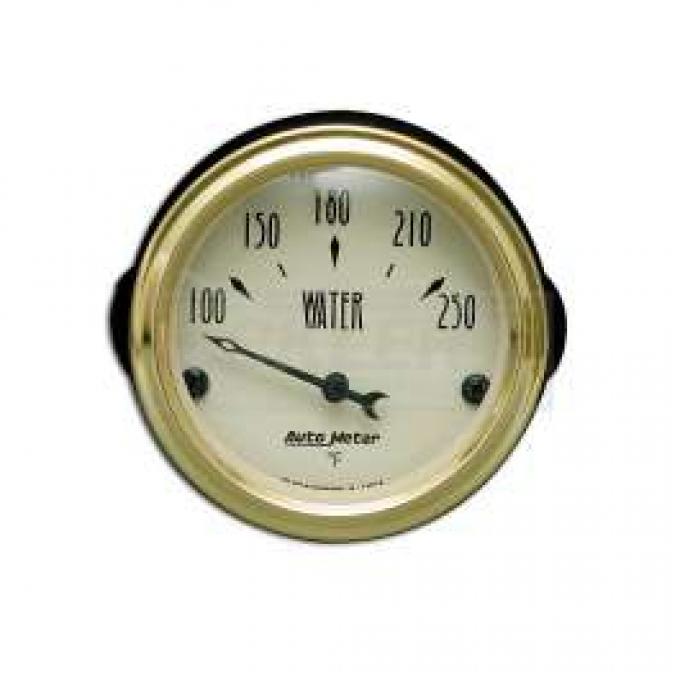 Chevy Custom Water Temperature Gauge, Beige Face, With Black Needle, AutoMeter, 1955-1957