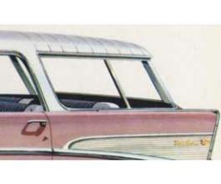 Chevy Rear Curved Quarter Glass, Right, Clear, Nomad, 1955-1957