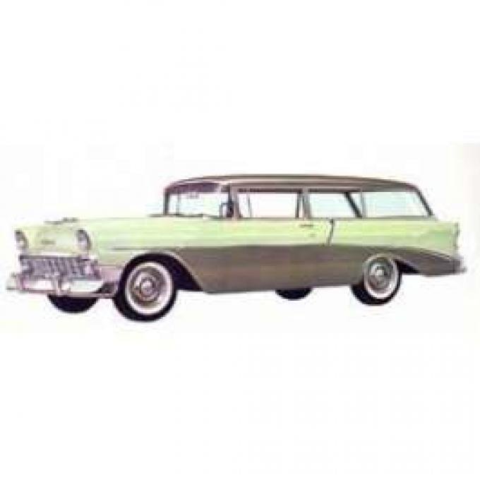 Chevy Rear Curved Quarter Glass, Left, Tinted, 2-Door Wagon, 1955-1957