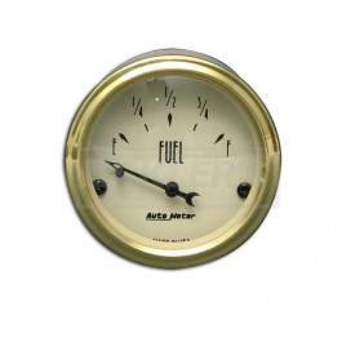 Chevy Custom Fuel Gauge, Beige Face, With Black Vintage Needle, AutoMeter, 1955-1957