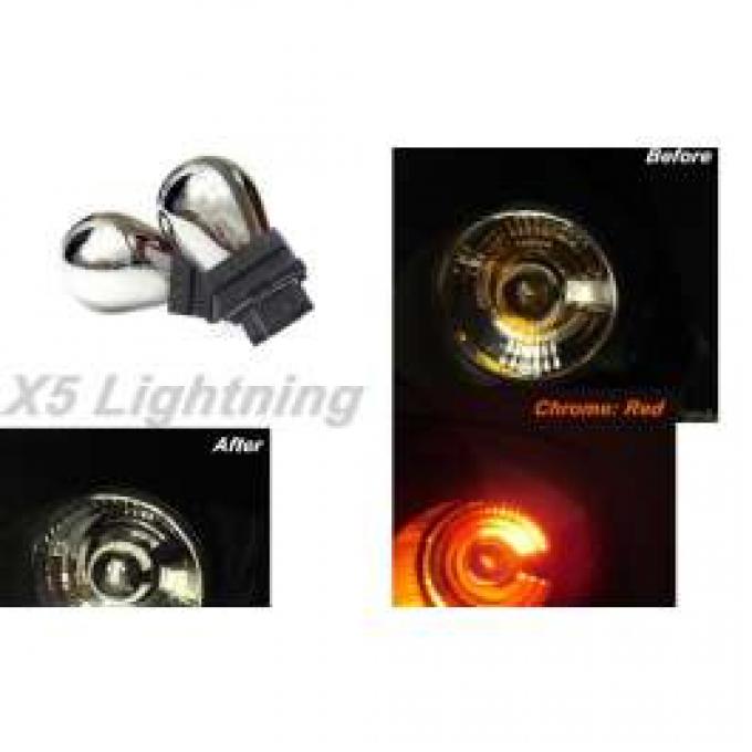 Light Bulbs, 3157, Chrome X5 Lightning Red Silver Stealth