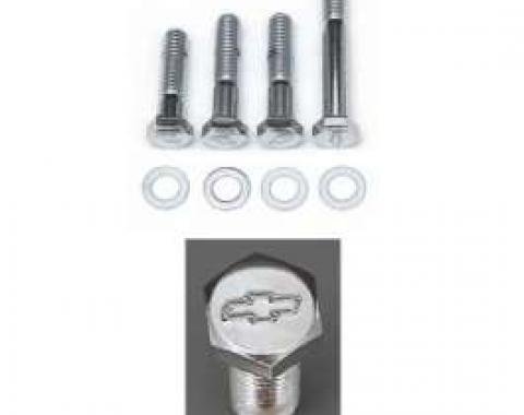 Chevy Bowtie Water Pump Bolt Set, Small Block With Short Water Pump, Chrome, 1955-1957