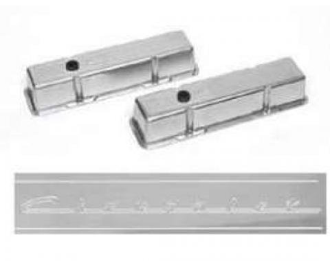 Chevy Valve Covers, Polished, Aluminum, Tall, Small Block, With Chevrolet Script, 1955-1957