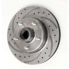 Chevy Front Disc Brake Rotor, Drilled, Slotted & Vented, For Dropped Spindles, Left, 1955-1957