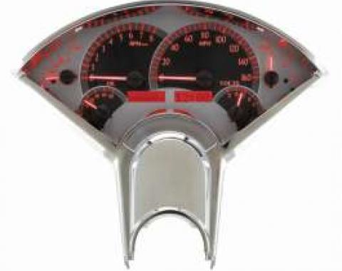 Chevy Analog Dash Gauges, Dakota Digital, Silver With Red Display, 1955-1956