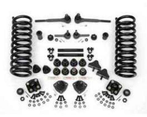 Chevy Front End Rebuild Kit, Except Original Power Steering, With Urethane Bushings & 2 Lowering Springs, 1955-1957