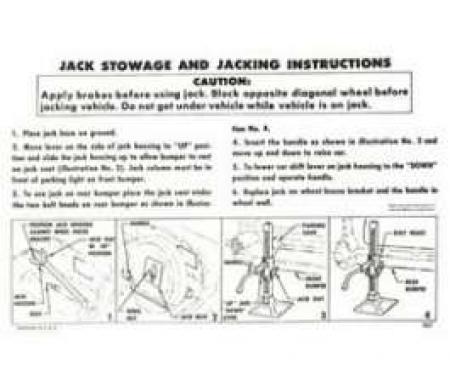 Chevy Jack Stowage & Jacking Instructions Sheet, 1957