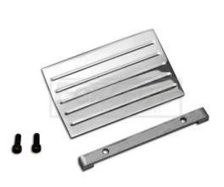 Chevy Clock Block-Off Plate, Polished Aluminum With Ribs, 1957
