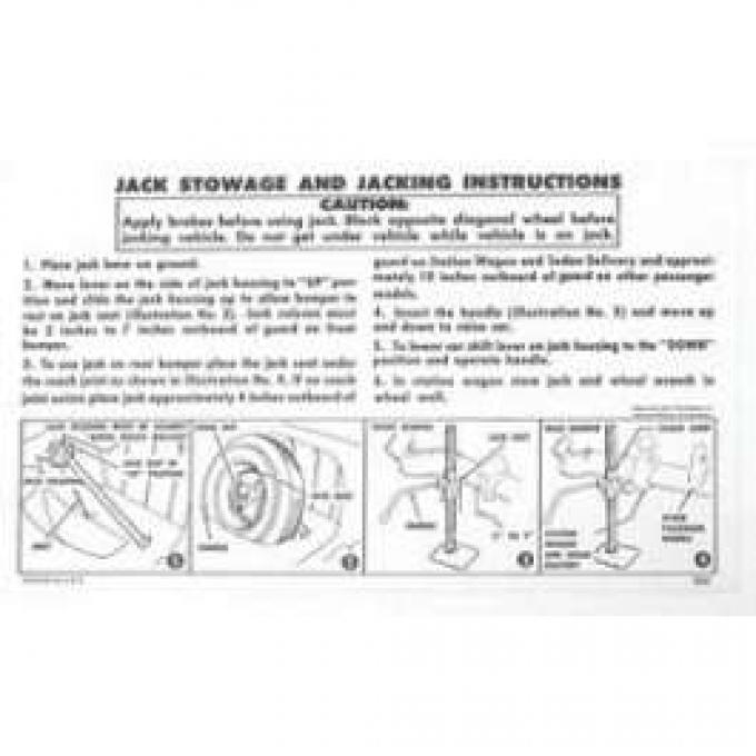 Chevy Jack Stowage & Jacking Instructions Sheet, 1956