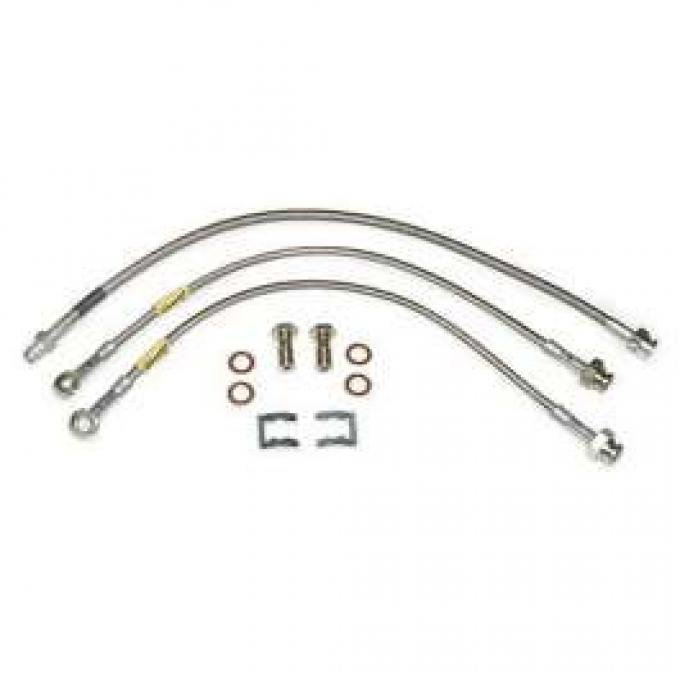 Chevy Disc Brake Braided Hose Set, Complete, Stainless Steel, 1955-1957