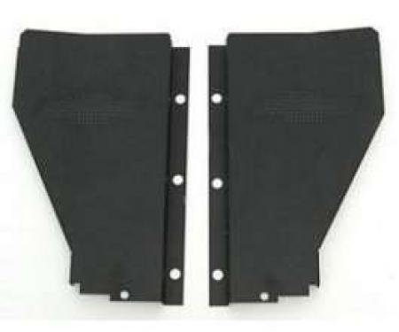 Chevy Radiator Filler Panels, Carbon Steel, With Bowtie, For CCI Tubular Core Support, 1956