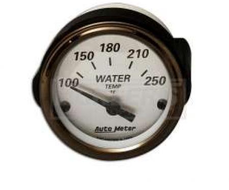 Chevy Custom Water Temperature Gauge, Brushed Aluminum Face, With Black Needle, AutoMeter, 1955-1957