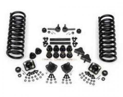 Chevy Front End Rebuild Kit, With Rack & Pinion, 2 Drop Springs & Urethane Bushings, 1955-1957