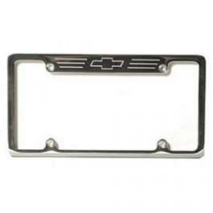 Chevy License Plate Frame, Billet Aluminum, With Bowtie Logo, 1955-1957