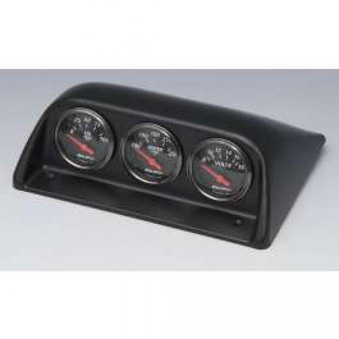 Chevy Gauge Pod Kit, With Black Face Gauges, White Numbers & Orange Needles, 1957