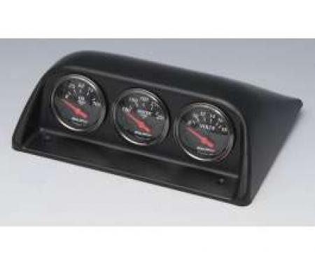 Chevy Gauge Pod Kit, With Black Face Gauges, White Numbers & Orange Needles, 1957