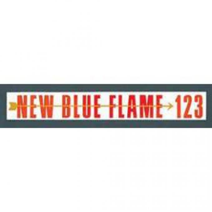 Chevy Valve Cover Decal, Blue Flame, 235ci, 123hp, 6-Cylinder, 1955