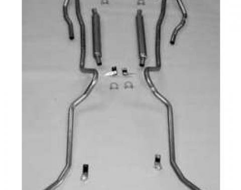 Chevy Aluminized Dual Glasspack 2 Exhaust System, Small Block, Use With Rams Manifolds, Convertible, 1955-1957