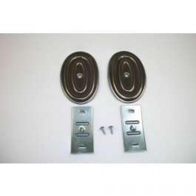 Chevy Rear Bumper Back-Up Light Opening Hole Cover Kit, 1957