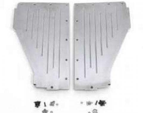 Chevy Radiator Filler Panels, Ribbed, Polished Billet Aluminum, 1955-1956