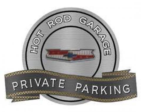 Chevy Tri-5 Emblem Hot Rod Garage Private Parking Metal Sign, 18 X 14