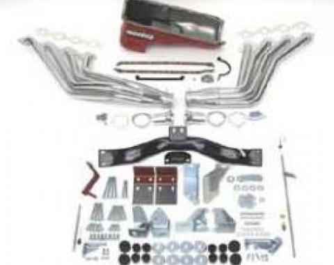 Chevy Big Block Mark IV Installation Kit, Deluxe, Manual Transmission, With Silver Ceramic Coated Headers, 1955-1957