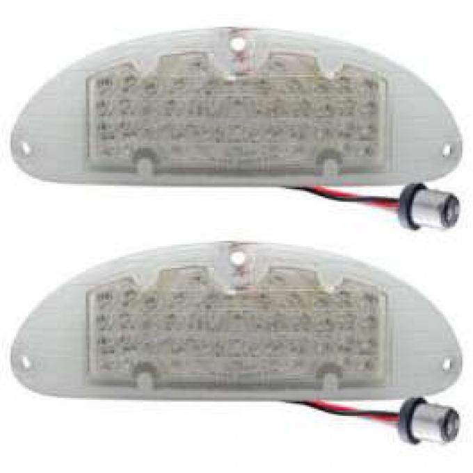 Chevy LED Parking Lights, Front, Plug-In, With Clear Lenses, 1955