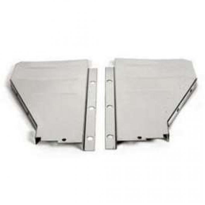 Chevy Radiator Filler Panels, Ribbed, Stainless Steel, For CCI Tubular Radiator Core Support, 1956