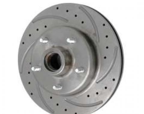 Chevy Front Disc Brake Rotor, Drilled, Slotted & Vented, For Dropped Spindles, Right, 1955-1957