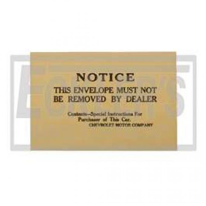 Chevy Dealer Information Envelope, 1955-1957