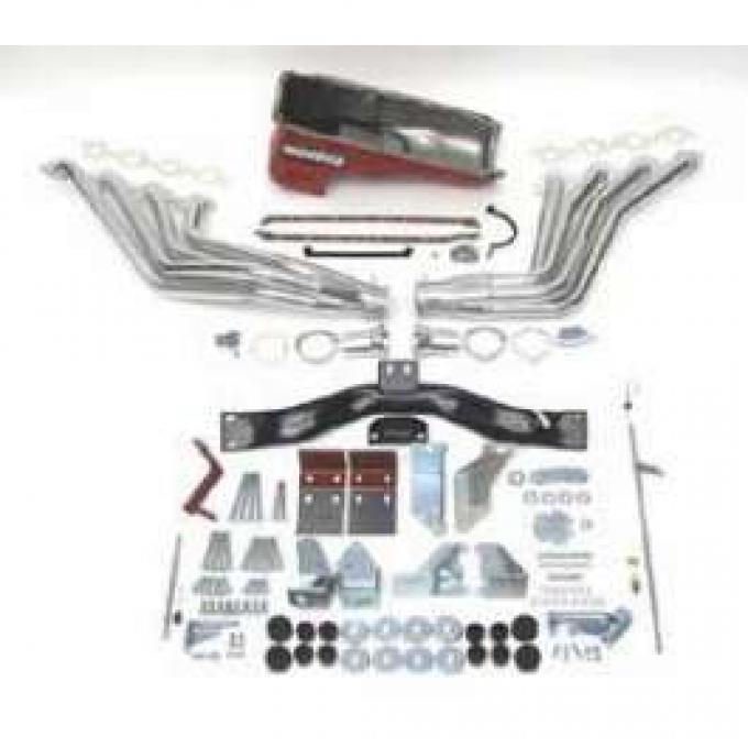 Chevy Big Block Mark IV Installation Kit, Deluxe, TH350, 700R4 Automatic Transmission, With Silver Ceramic Coated Headers, 1955-1957