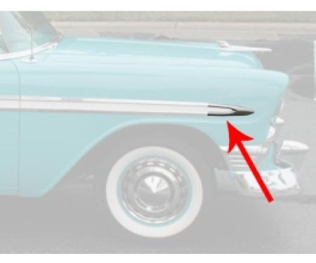 Chevy Front Fender Molding, Bel Air, Spear Point, Show Quality, 1956