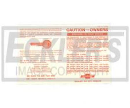 Chevy Break-In Instructions Sheet, 1955-1957