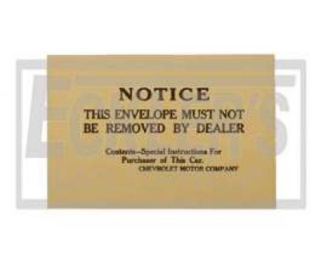 Chevy Dealer Information Envelope, 1955-1957