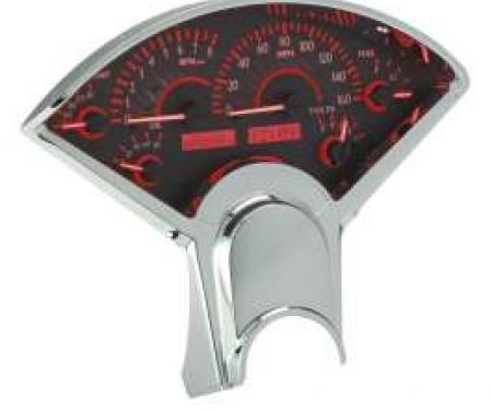 Chevy Analog Dash Gauges, Dakota Digital, Carbon Fiber With Red Display, 1955-1956