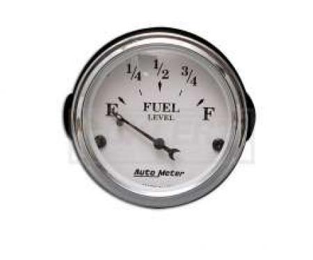 Chevy Fuel Gauge, White Face, With Black Vintage Needles, AutoMeter, 1955-1956