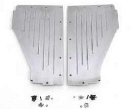 Chevy Radiator Filler Panels, Ribbed, Polished Billet Aluminum, 1955-1956