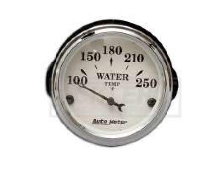Chevy Custom Water Temperature Gauge, White Face, With Black Vintage Needle, AutoMeter, 1955-1957