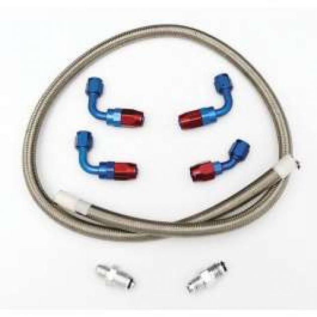 Chevy Power Steering Hose Kit, Stainless Steel Braided, Delphi Steering Box, With Type II Pump