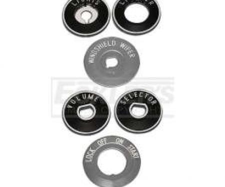 Chevy Dash Bezel Indicator Set, 150 & 210, With Chrome Backing, 1955-1956