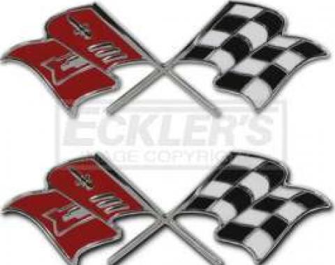 Chevy Fuel Injection Fender Emblems, Crossed-Flags, 1957