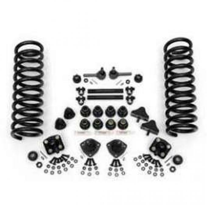 Chevy Front End Rebuild Kit, With Rack & Pinion, Stock Springs & Urethane Bushings, 1955-1957