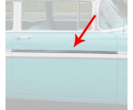 Chevy Front Door Molding, Bel Air, Left Lower Or Right Upper, For 2-Door, Show Quality, 1956