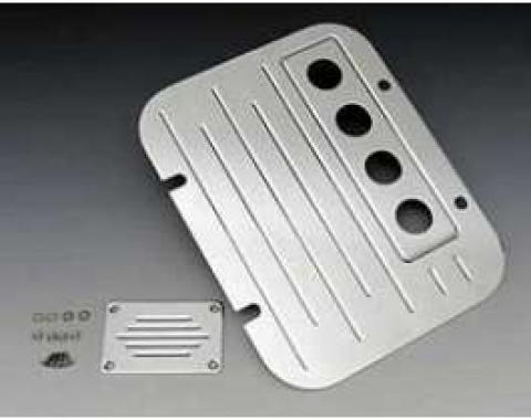 Chevy Firewall Plate, Ribbed Polished Billet Aluminum, With Gen IV Vintage Air Conditioning, 1957