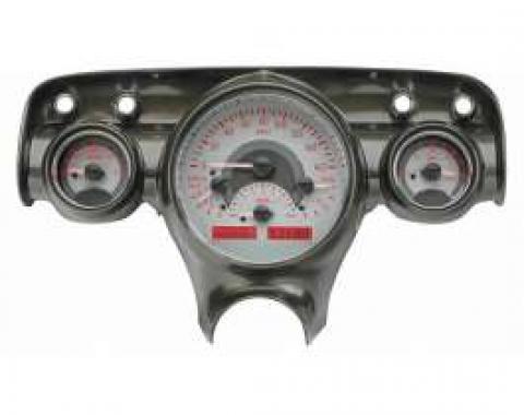 Chevy Analog Dash Gauges, Dakota Digital, Silver With Red Display, 1957