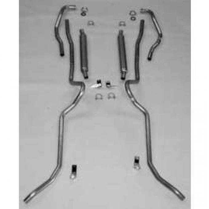 Chevy Aluminized Dual Glasspack 2 Exhaust System, Small Block, Use With Rams Manifolds, Convertible, 1955-1957