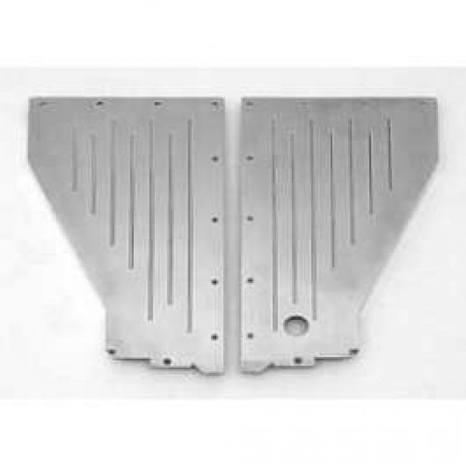 Chevy Radiator Filler Panels, Ribbed, Polished Billet Aluminum, 1957