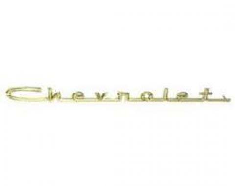 Chevy Hood Or Trunk Script, Chevrolet, Gold, 13, For V8 Bel Air, Good Quality, 1957
