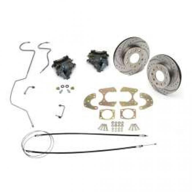 Chevy Disc Brake Kit, Rear, For 9 Ford Rear End, With Drilled & Sweep Slotted Rotors, 1955-1957